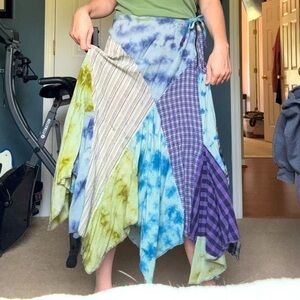 Bohemian Patchwork Midi Skirt